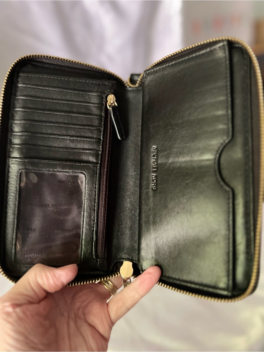 Michael Kors Black Floral Lace Zip-Around Wallet with Gold Logo - Picture 7 of 11